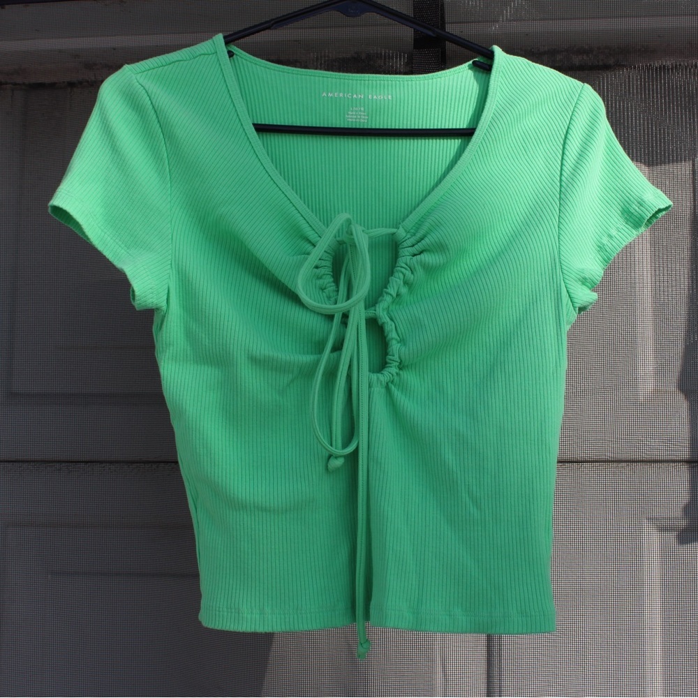 American Eagle Large Ribbed Green Crop Top
